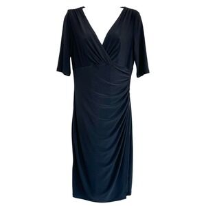Lauren Ralph Lauren Womens Faux Wrap Ruched Side Dress Size 6 LBD‎ Versatile
